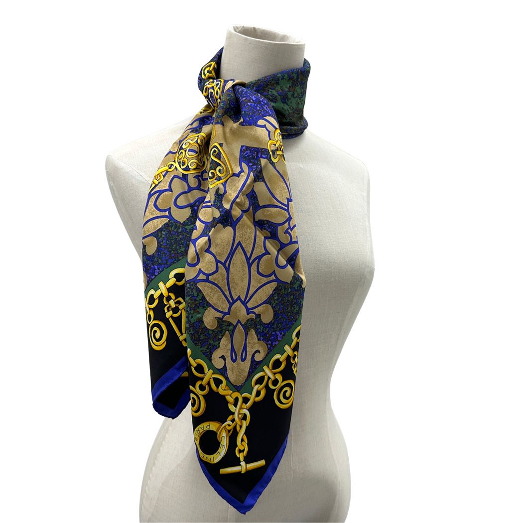 Celine Scarf Silk Blue Black Chain — view 5