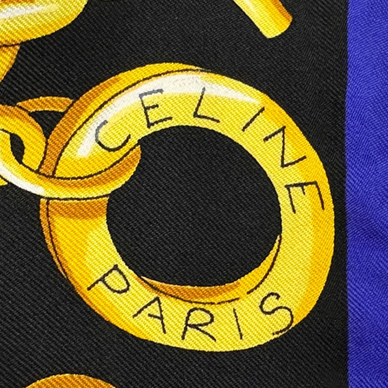 Celine Scarf Silk Blue Black Chain — view 2