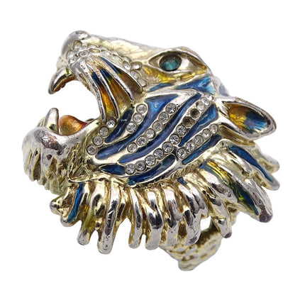 Gucci Ring Gold Plated Tiger M Animal Vintage Blue Tough Cool — view 2