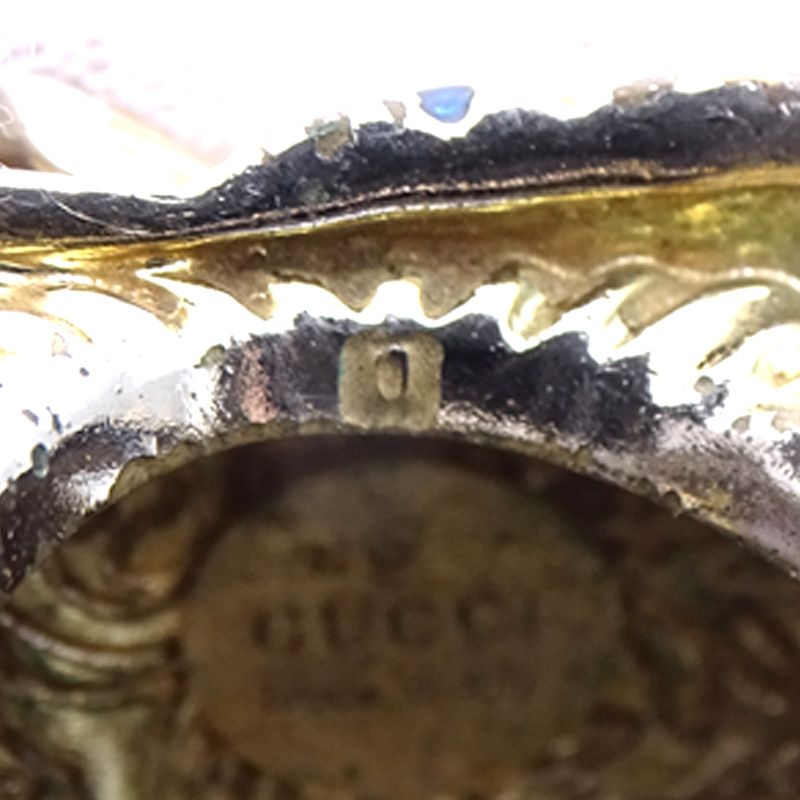 Gucci Ring Gold Plated Tiger M Animal Vintage Blue Tough Cool — view 7