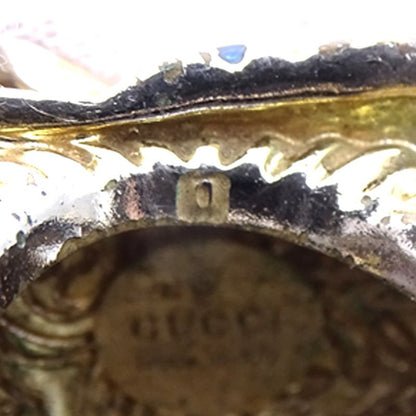 Gucci Ring Gold Plated Tiger M Animal Vintage Blue Tough Cool — view 7