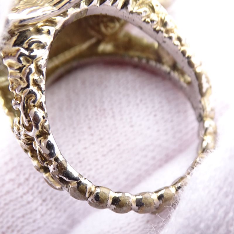Gucci Ring Gold Plated Tiger M Animal Vintage Blue Tough Cool — view 8