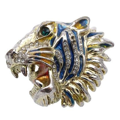 Gucci Ring Gold Plated Tiger M Animal Vintage Blue Tough Cool — view 3