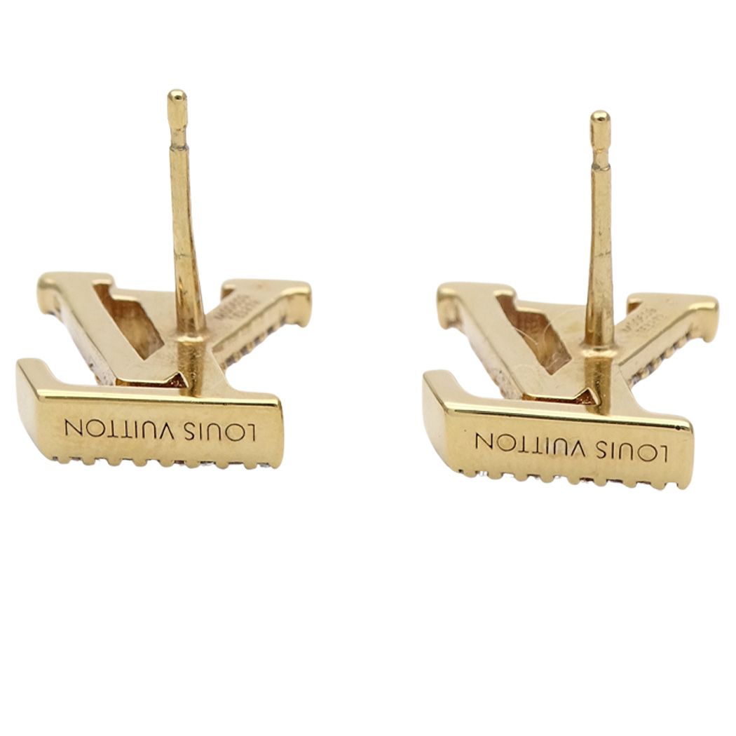 Louis Vuitton Earrings Metal Rhinestone LV Iconic Strass Gold Logo — view 8