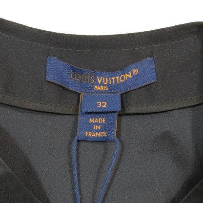 Louis Vuitton LV Logo Leather Patch Power Shoulder Puff Sleeve Silk Jacket 32 — view 5