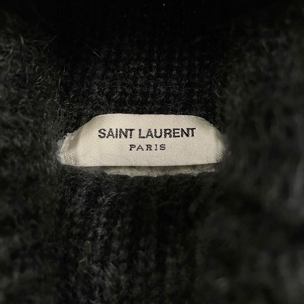 Saint Laurent Alpaca Turtleneck Chunky Knit Sweater Long Sleeve Thick Border S — view 5
