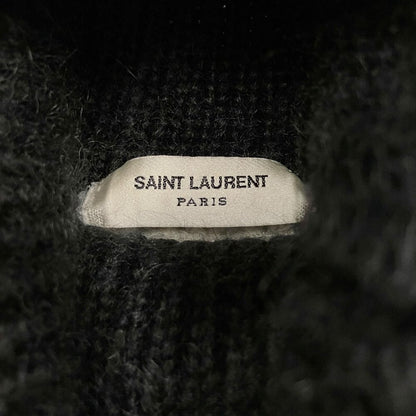 Saint Laurent Alpaca Turtleneck Chunky Knit Sweater Long Sleeve Thick Border S — view 5