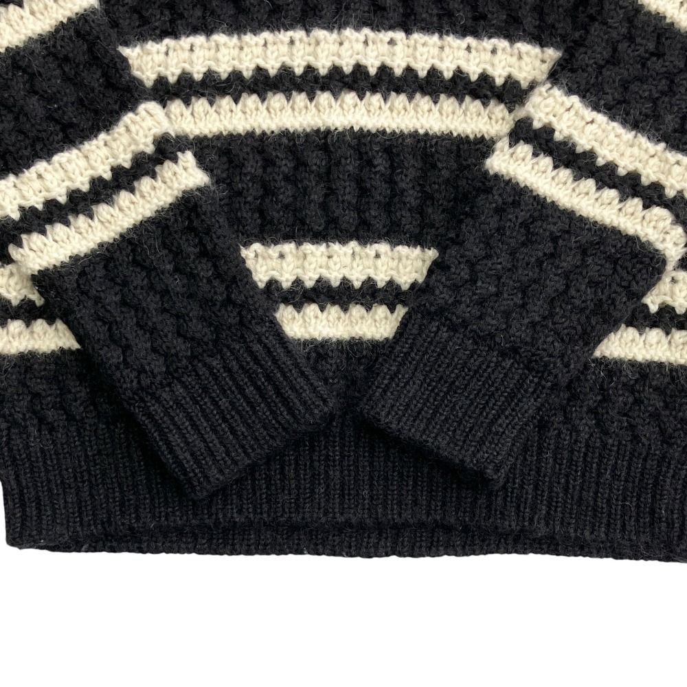 Saint Laurent Alpaca Turtleneck Chunky Knit Sweater Long Sleeve Thick Border S — view 4