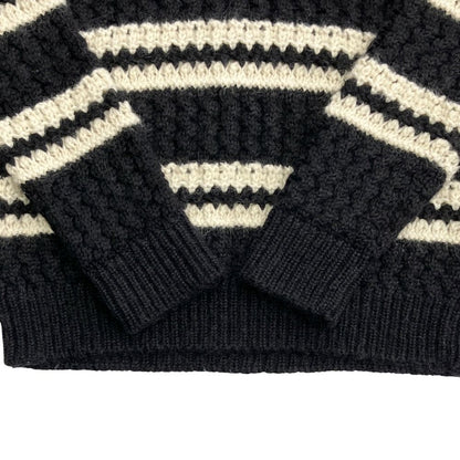 Saint Laurent Alpaca Turtleneck Chunky Knit Sweater Long Sleeve Thick Border S — view 4