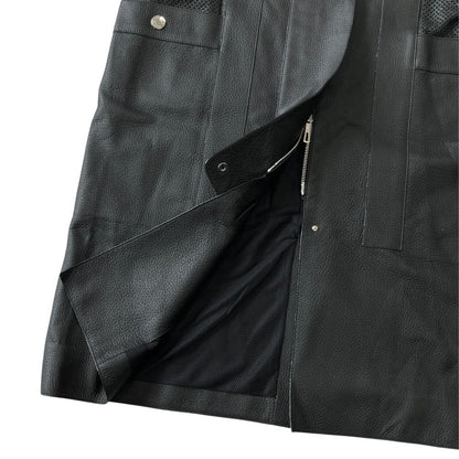 Hermes Deerskin Leather Sleeveless Dress Belted Sellier Silver Black — view 6