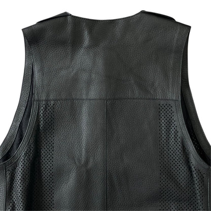 Hermes Deerskin Leather Sleeveless Dress Belted Sellier Silver Black — view 4