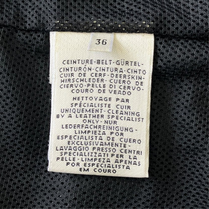Hermes Deerskin Leather Sleeveless Dress Belted Sellier Silver Black — view 7