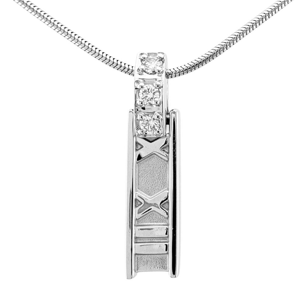 Tiffany & Co Atlas Bar Necklace 18k White Gold Diamond