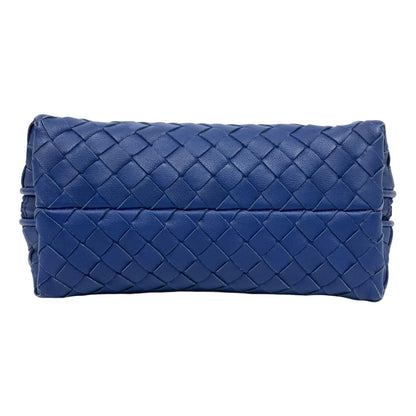 Bottega Veneta Intrecciato Lambskin Leather Pouch Case Double Zip Blue — view 3