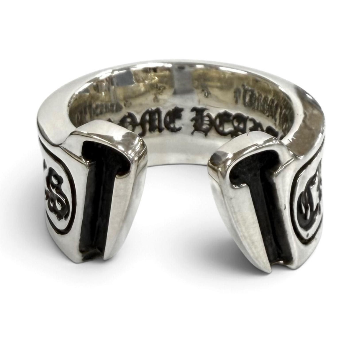 Chrome Hearts L LG Scroll Label Large 925 Ring Silver