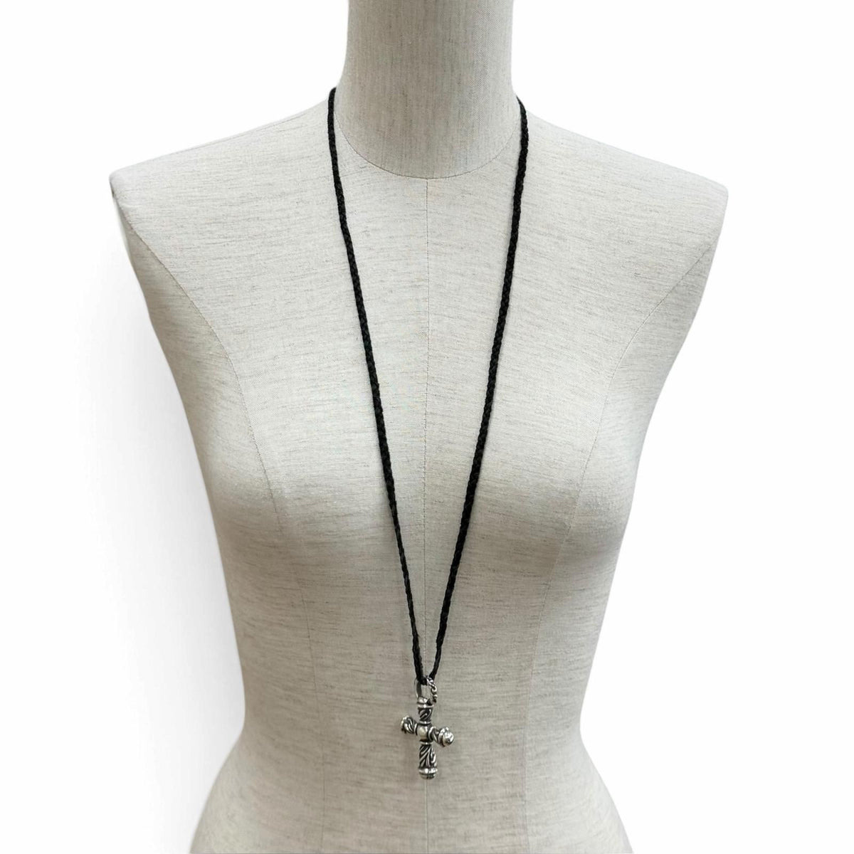 Chrome Hearts 925 Small Campana Cross Leather Blade Necklace Silver — view 2