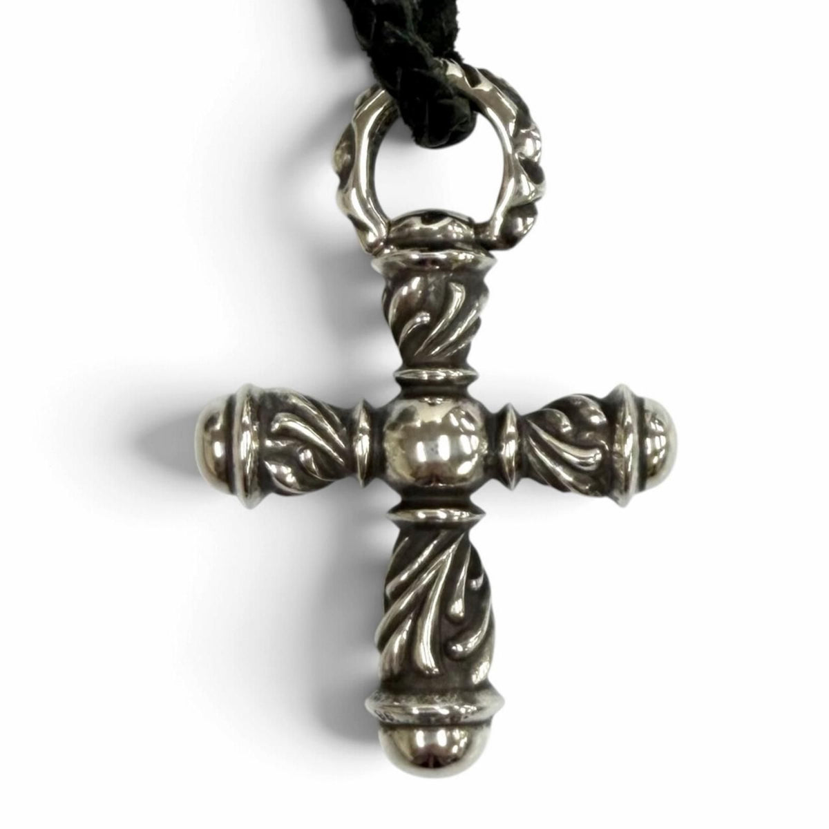 Chrome Hearts 925 Small Campana Cross Leather Blade Necklace Silver — view 3
