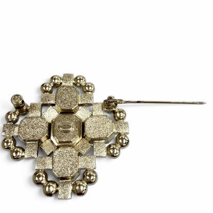 Chanel CC Logo Rhinestone Bijou Brooch Pink Silver — view 5