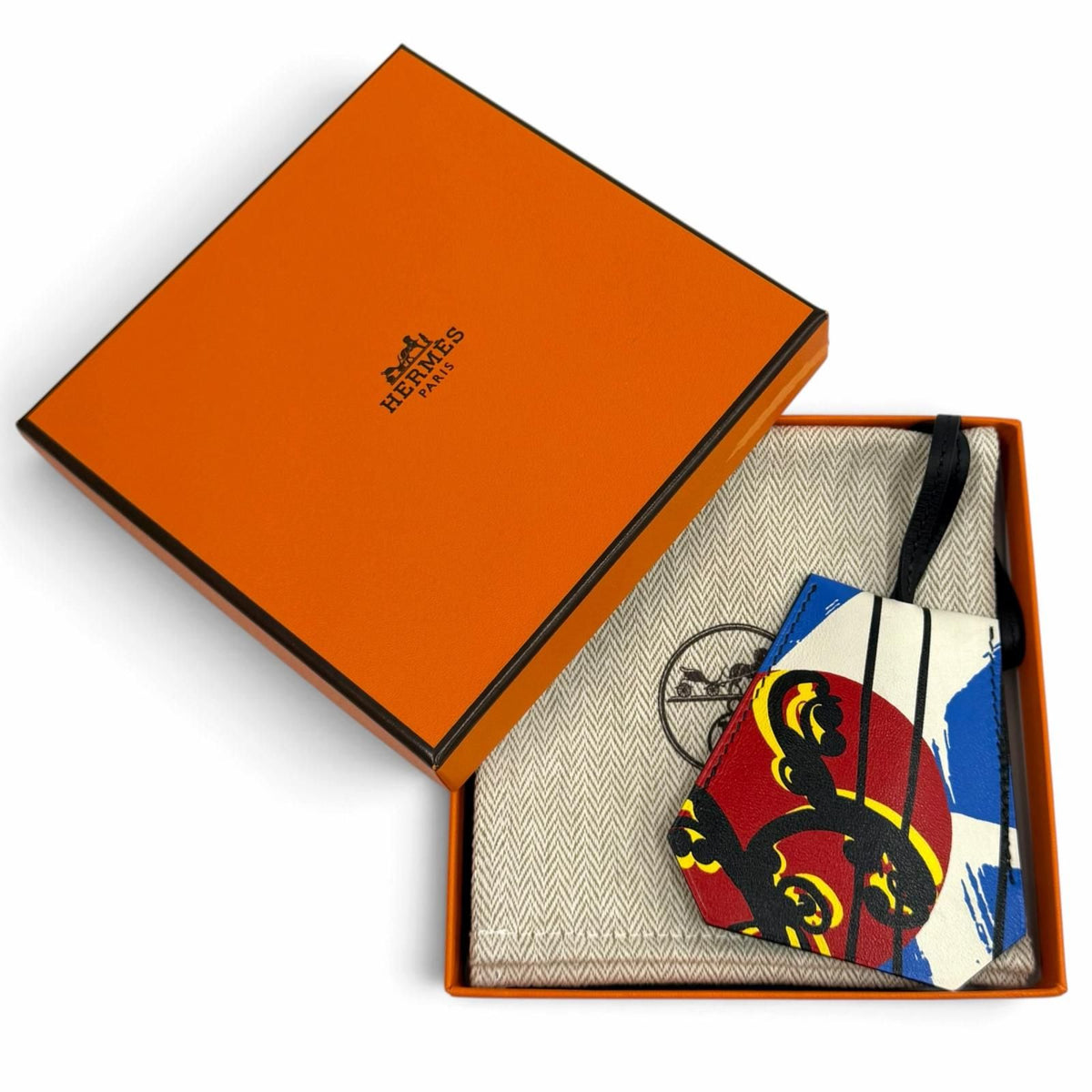 Hermes Clochette Skate Ciel Rouge de Cour Blanc Veau Swift Necklace — view 2