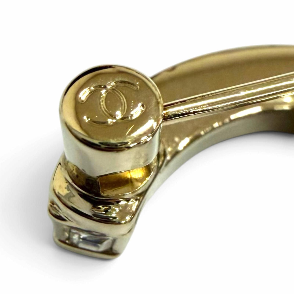Chanel Rhinestone CC Logo Brooch Gold — view 5
