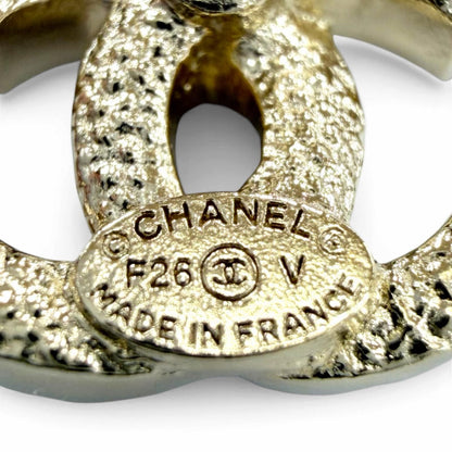 Chanel CC Logo Rhinestone Earrings Gold — view 6