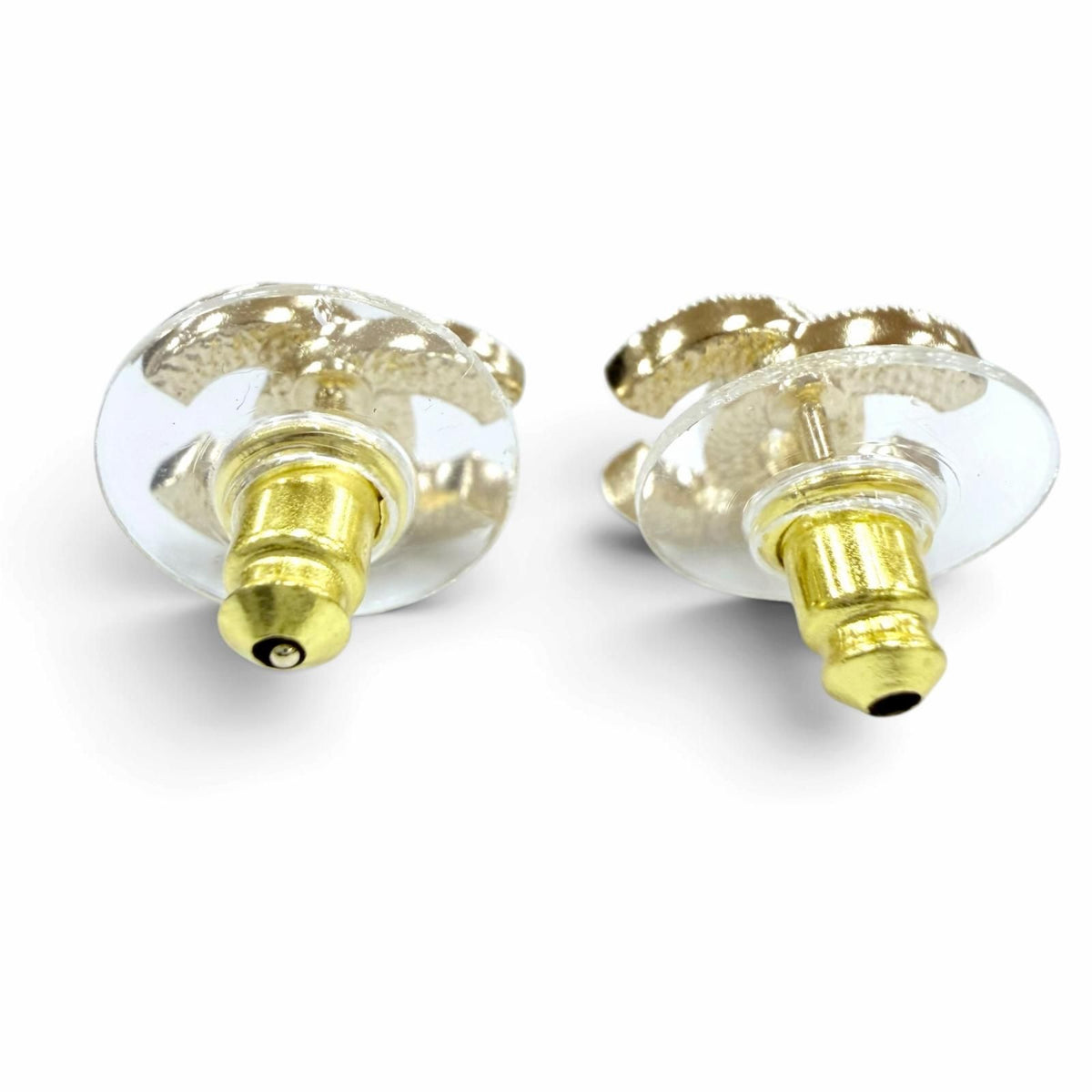 Chanel CC Logo Rhinestone Earrings Gold — view 4