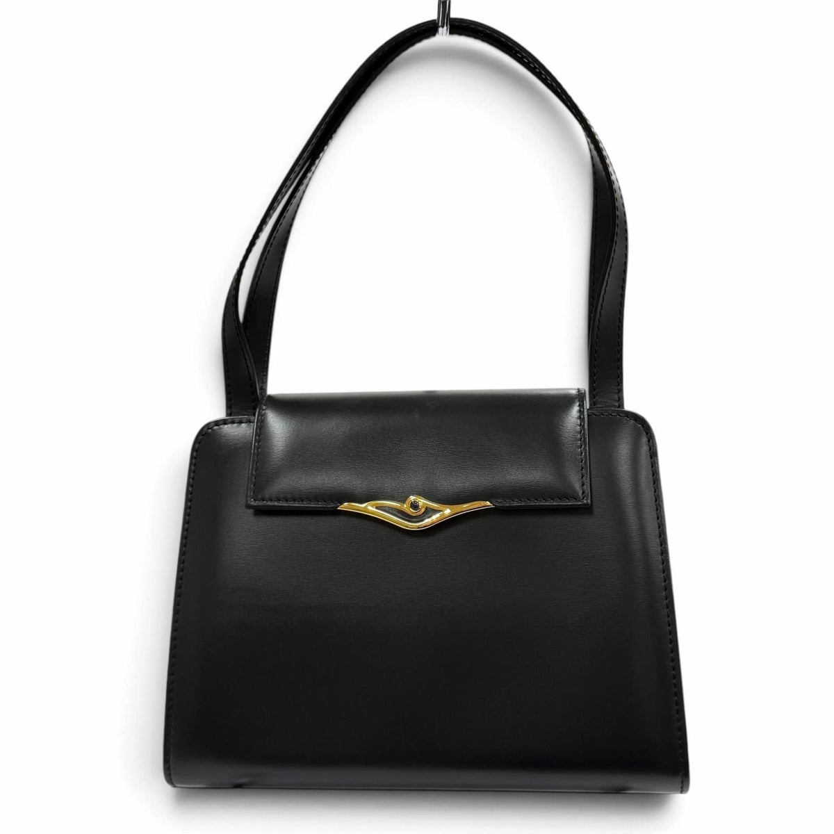 Cartier Sapphire Line Square Leather Handbag Black Gold