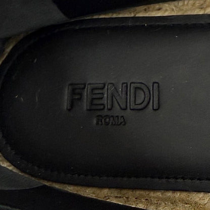 Fendi Canvas Leather FF Logo Espadrilles Shoes Slip-on Black Gray — view 8