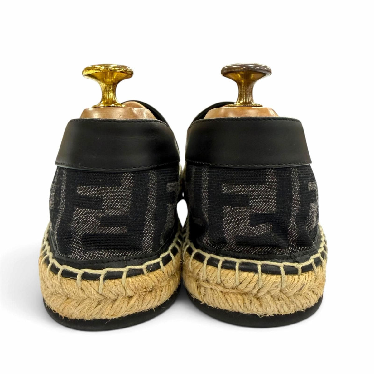 Fendi Canvas Leather FF Logo Espadrilles Shoes Slip-on Black Gray — view 3