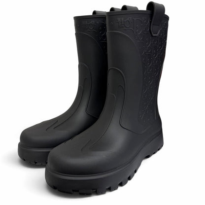 Dior Homme Rubber Garden Oblique Rain Boots Shoes Black