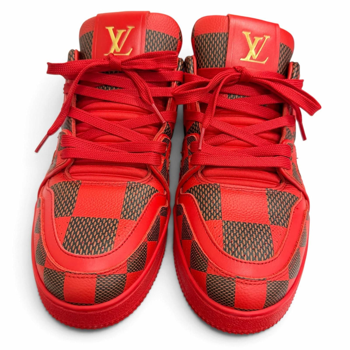 Louis Vuitton LV Trainer Line Leather Damier Low-Top Sneakers Red — view 2