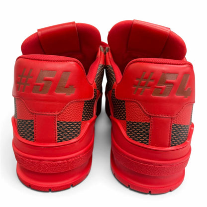 Louis Vuitton LV Trainer Line Leather Damier Low-Top Sneakers Red — view 3