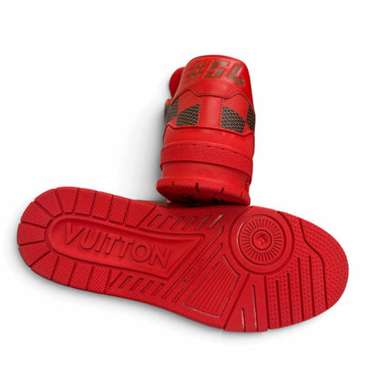 Louis Vuitton LV Trainer Line Leather Damier Low-Top Sneakers Red — view 4