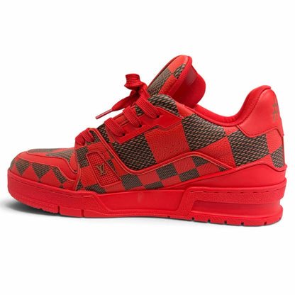 Louis Vuitton LV Trainer Line Leather Damier Low-Top Sneakers Red — view 5