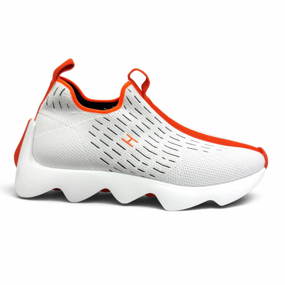 Hermes Eclair Slip-on Knit Low-Top Sneakers White Orange — view 7