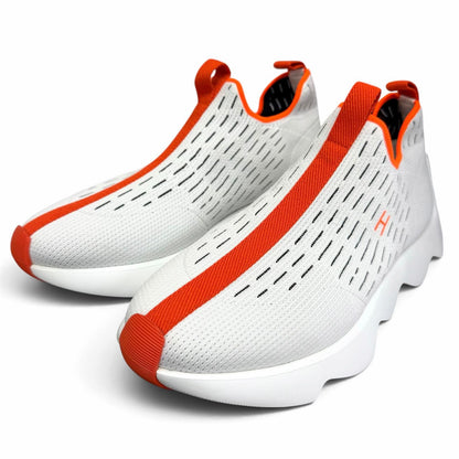 Hermes Eclair Slip-on Knit Low-Top Sneakers White Orange