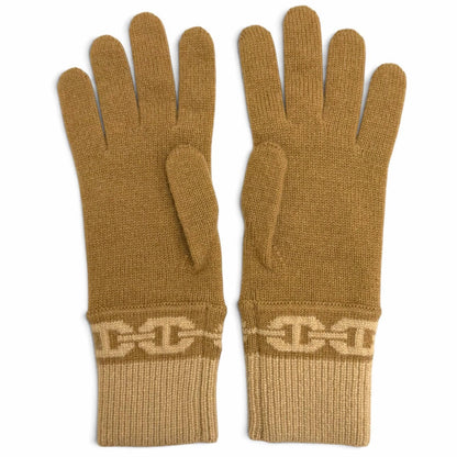 Hermes Heaven Cashmere Chaine D'ancre Motif Knit Gloves Brown — view 4