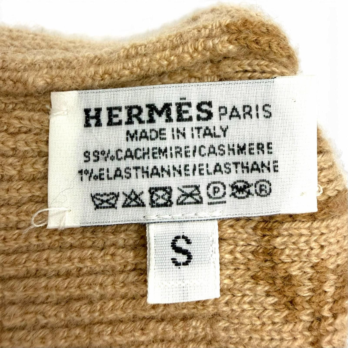 Hermes Heaven Cashmere Chaine D'ancre Motif Knit Gloves Brown — view 7