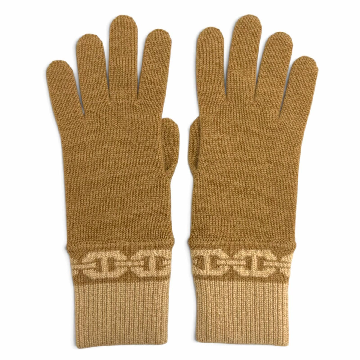 Hermes Heaven Cashmere Chaine D'ancre Motif Knit Gloves Brown — view 3