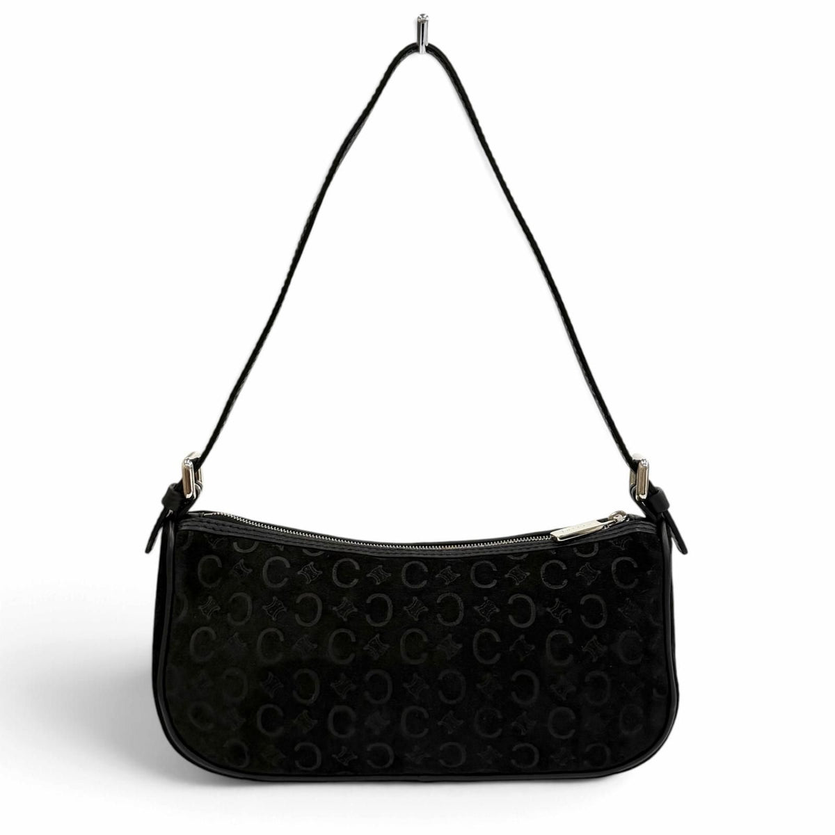 Celine Vintage Macadam Leather Suede Pouch Black — view 2