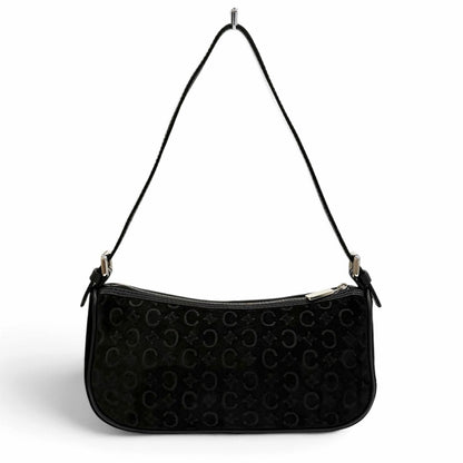 Celine Vintage Macadam Leather Suede Pouch Black — view 2