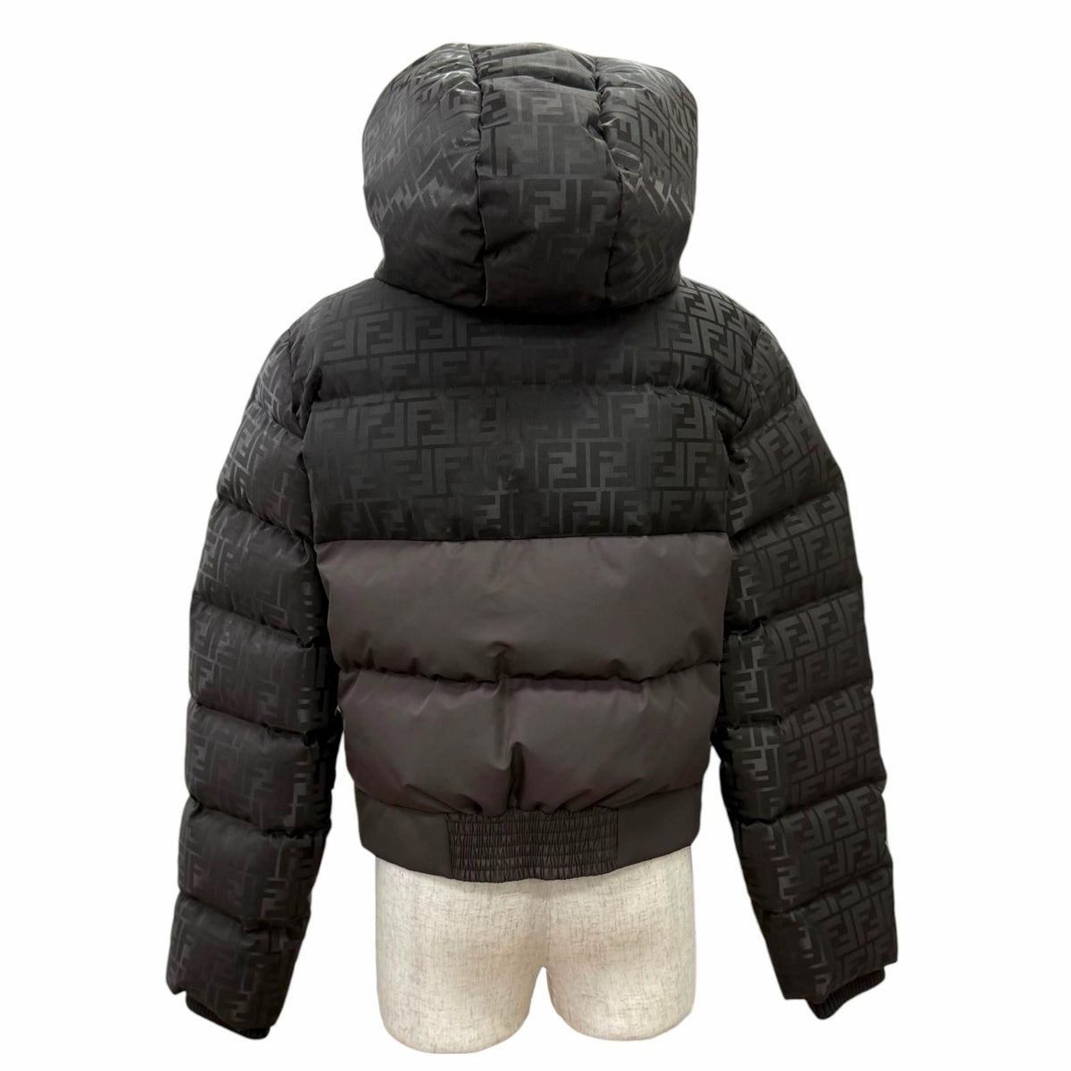 Fendi FF Logo Zucca Pattern Hooded Zip Up Jacket Dark Brown XS — view 4