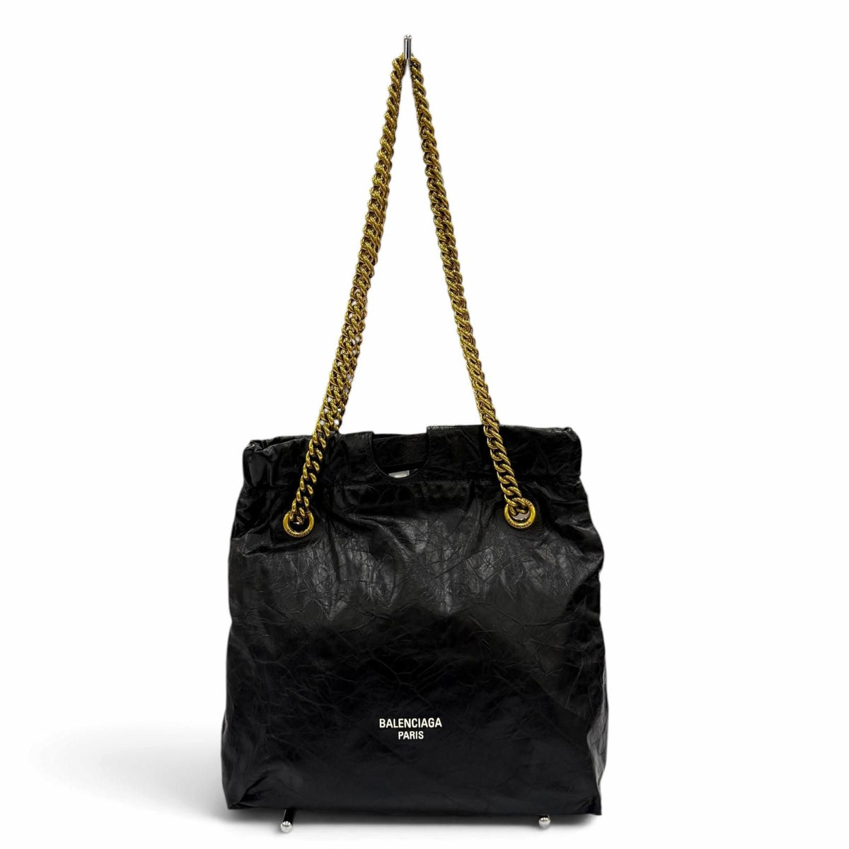 Balenciaga Crush Leather 2-Way Chain Shoulder Bag Tote Black