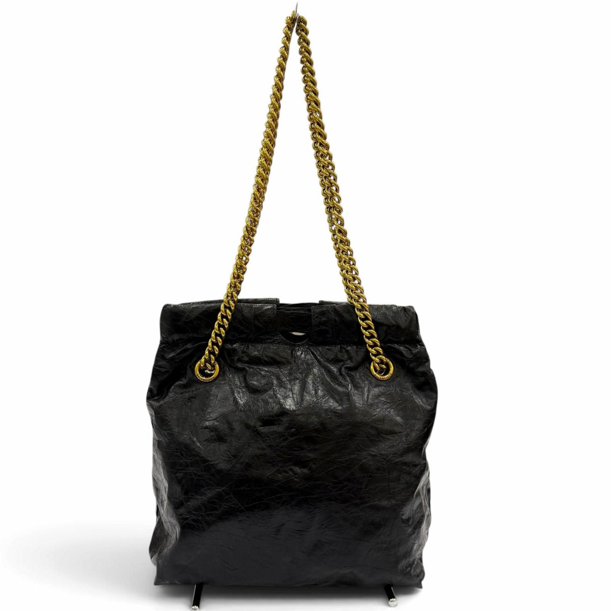 Balenciaga Crush Leather 2-Way Chain Shoulder Bag Tote Black — view 3