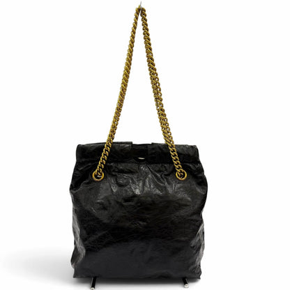 Balenciaga Crush Leather 2-Way Chain Shoulder Bag Tote Black — view 3