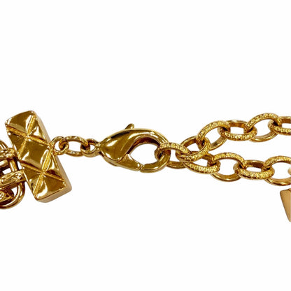 Chanel CC Logo Quilted Bag Motif Choker Necklace Gold — view 7