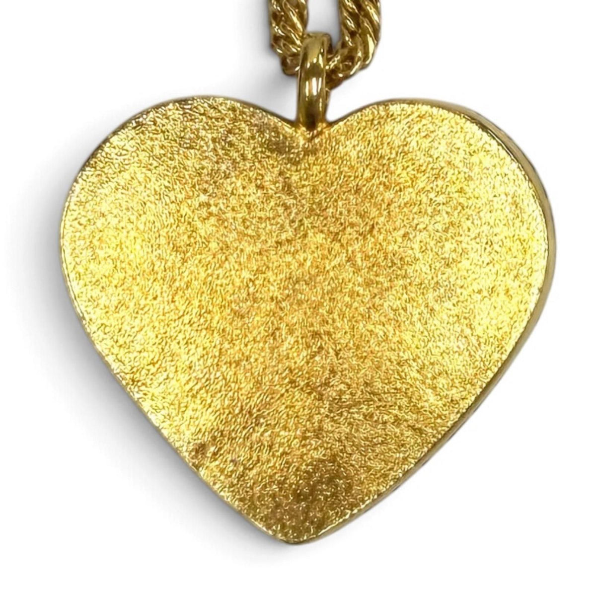Chanel CC Logo Heart Denim Chain Necklace Navy Gold — view 4