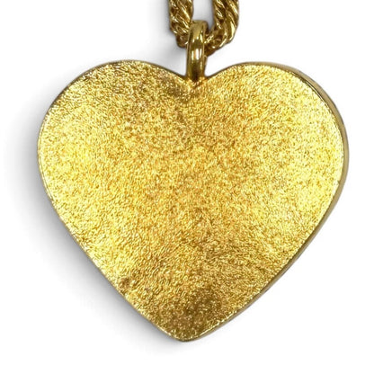 Chanel CC Logo Heart Denim Chain Necklace Navy Gold — view 4