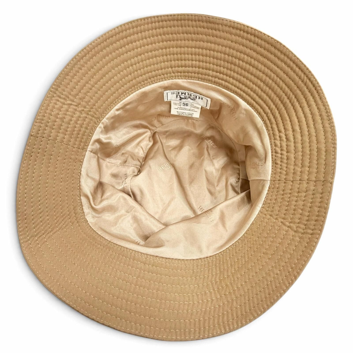 Hermes Harper H Sellier Nylon Bucket Hat Simple Design Brown FR 56 — view 5