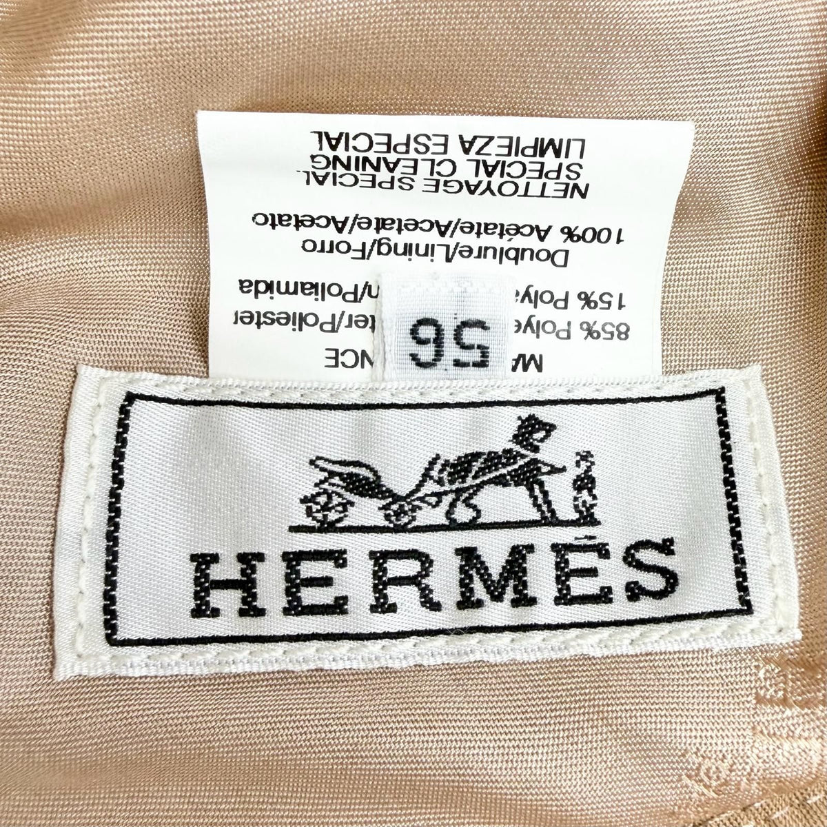 Hermes Harper H Sellier Nylon Bucket Hat Simple Design Brown FR 56 — view 7